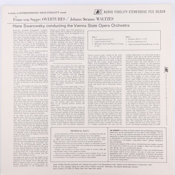 Strauss, Von Suppe, Swarowsky, Overtures/Waltzes Gold Label FCS 50,018 LP Record - Picture 2 of 12